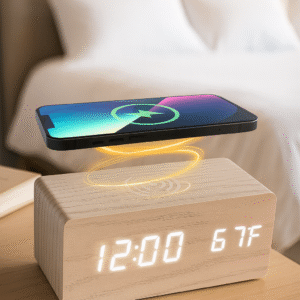 Budzik LED Qi Wood – Lumineo